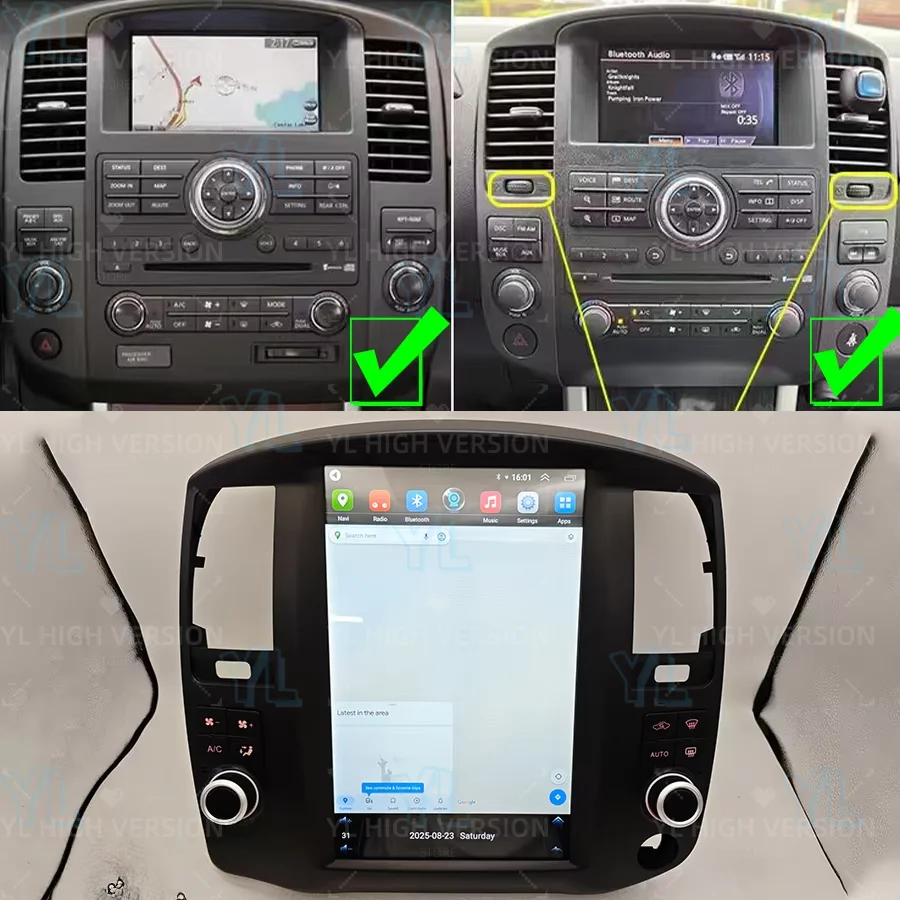 YF Touch Screen Car Multimedia Video For Nissan Pathfinder For Nissan Navara 2008-2012 Android 14.0 Stereo GPS CarPlay Unit 4G
