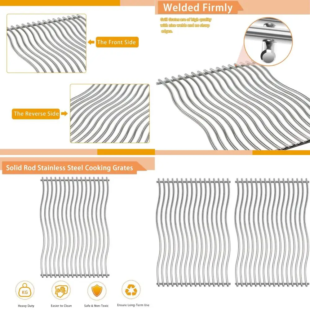 

Napoleon Prestige PRO 500 & LEX 485 Gas Grill Replacement Cooking Grids, Stainless Steel, 17.75 x 27.5, 2-Pack