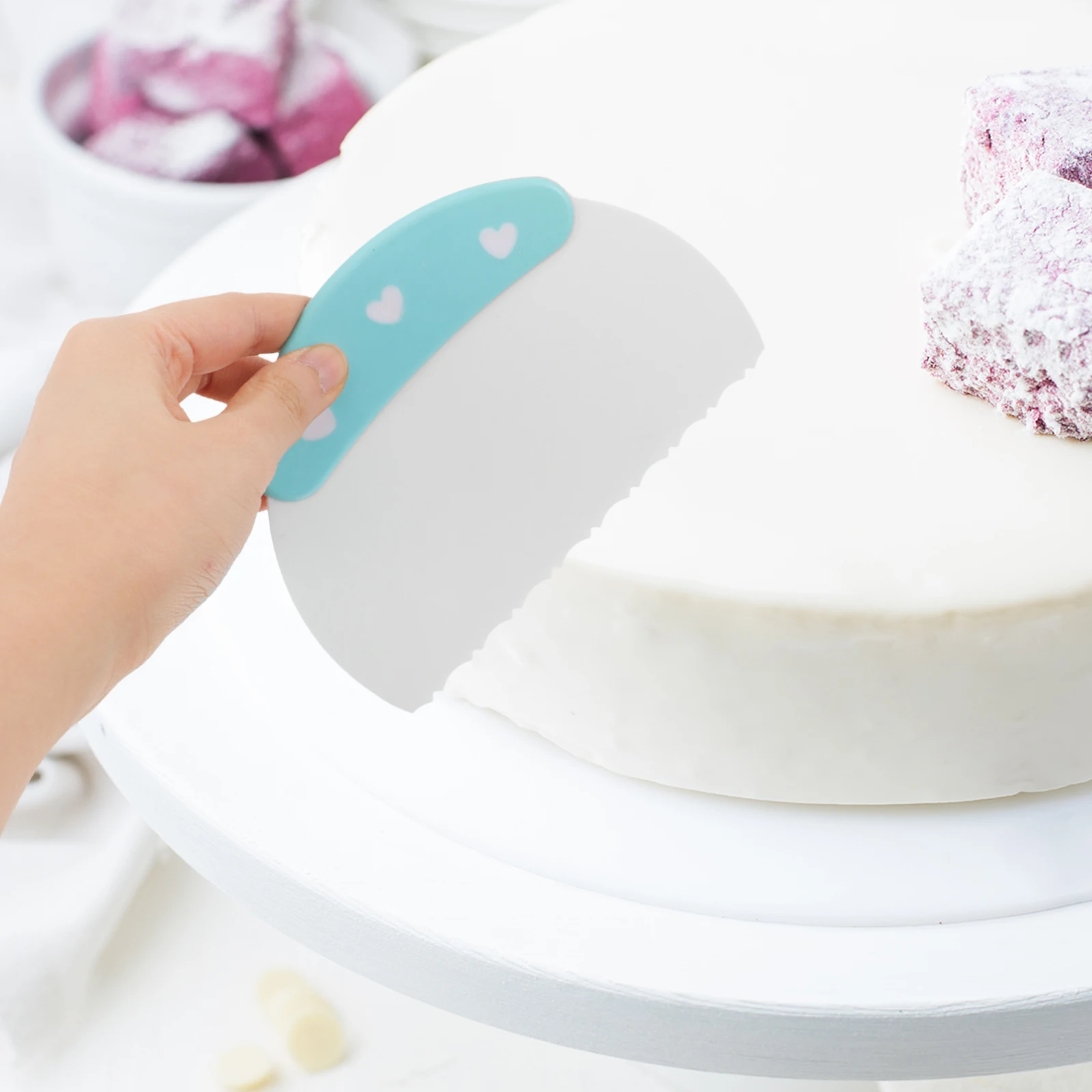 2Pcs Plastic Spatula Cake Pastry Scraper Bench Kitchen Food Tool Scale for Baking Cream Fondant Modeling