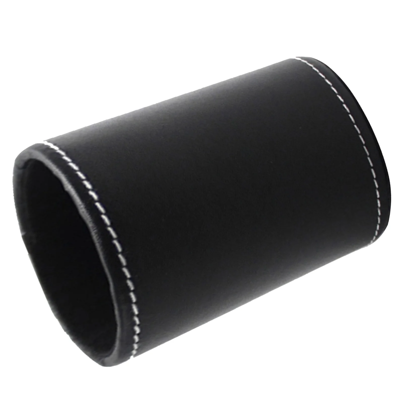 

1pc Round Pen Holder Pu Desktop Organizer For Office Home School Black Sturdy Pencil Container Makeup Brush Storage