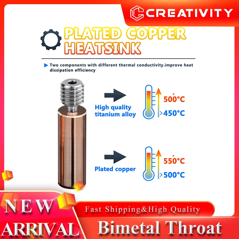CR10 Bi-Metal Heatbreak Upgrade All Metal BiMetal Throat for Ender 3/V2/Pro/Ender 5 Neptune 3 Pro/Plus/Max Neptune 4/4 Pro