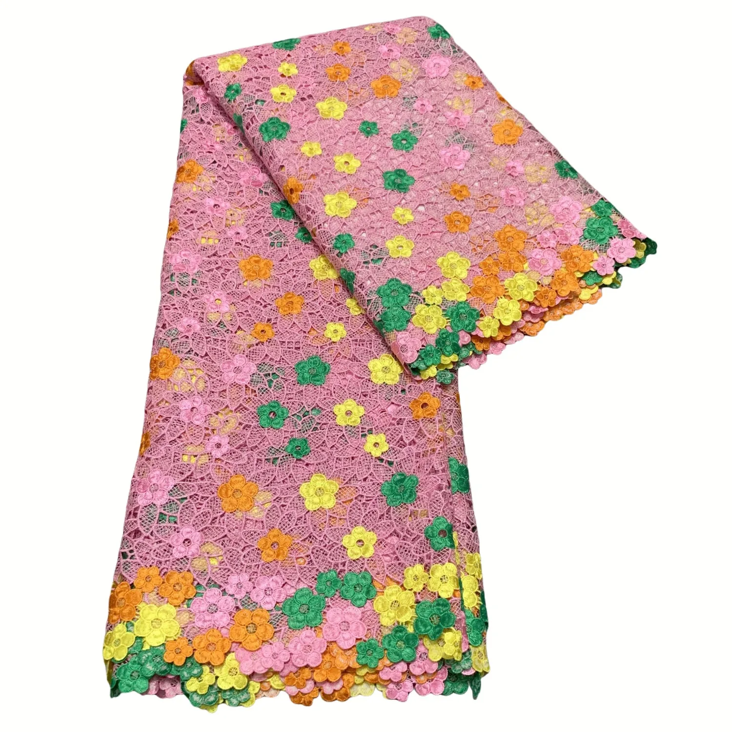 

2025 High Quality African Water Soluble Lace Fabric Luxury Nigerian Guipure Cord For Woman Party Dress Fabric Sewing