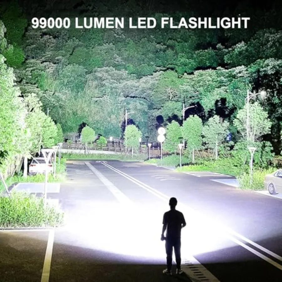Rechargeable LED Flashlights High Lumens, 99, 000 Lumens Super Bright Flashlight with 5 Modes and Waterproof, Powerful Handheld