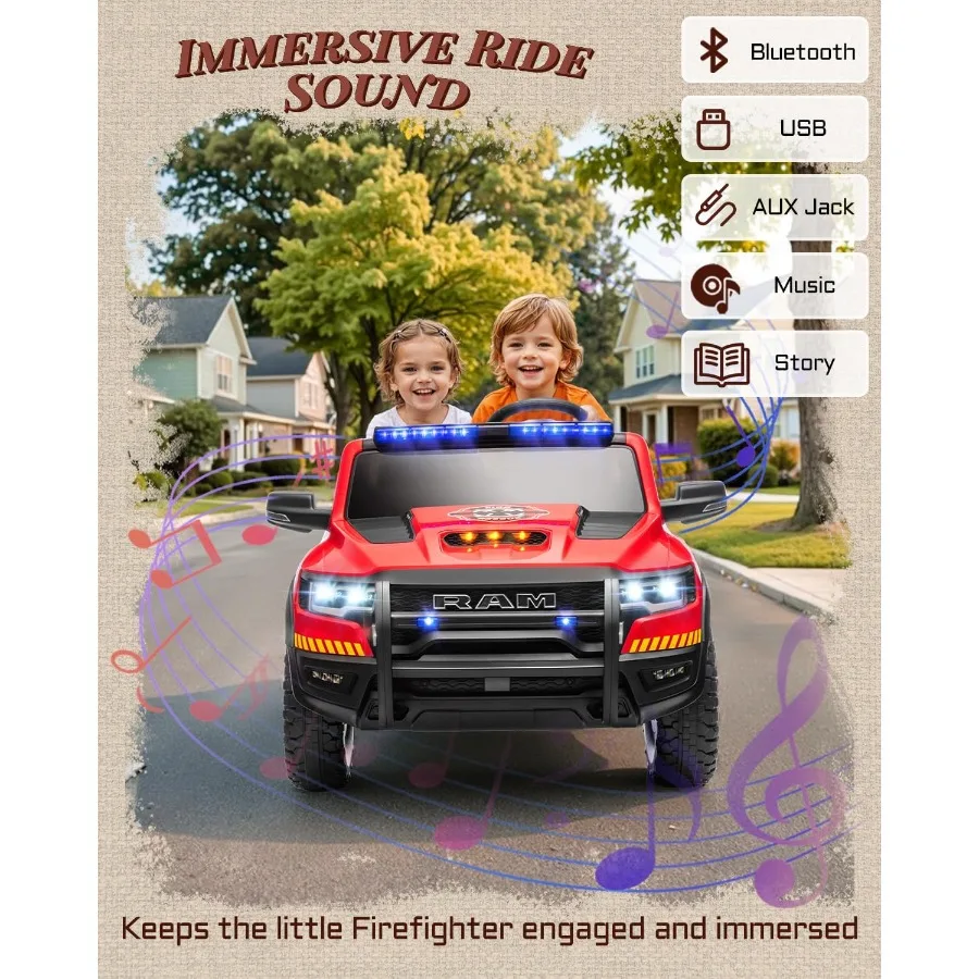 ركوب الأطفال المرخص 24 فولت على شاحنة إطفاء، ركوب شاحنة إطفاء بمقعدين على سيارة مع جهاز تحكم عن بعد، سيارة كهربائية للأطفال مع صفارة الإنذار، فلاس #6