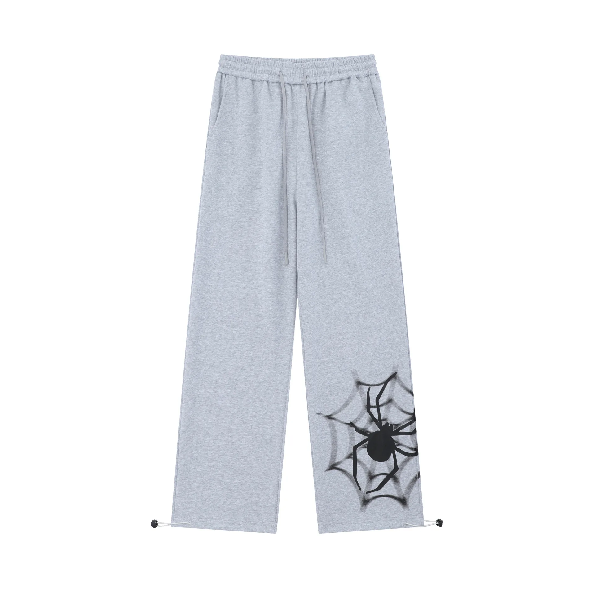 OR FL Women's American Retro Spider Print Slacks Leisure Sweatpants Trendy Brand Street Hip Hop Wide Leg Baggy Trousers Pants