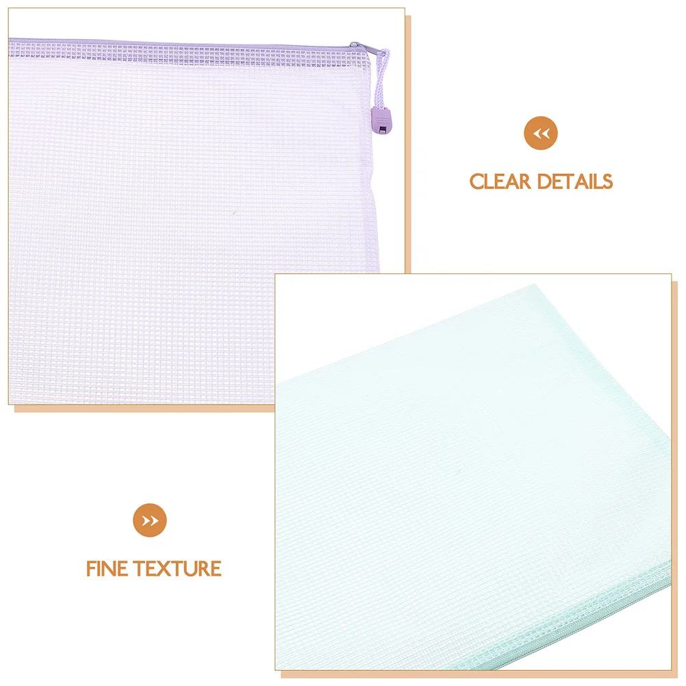 5 Pcs Document Bag Mesh Zipper Files Education Supplies Test Compression Testing Paper Pouch Bags with Design Office Student