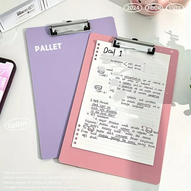 4 durable PP A4 copy boards - multi-color, thick files and folders with metal clips, suitable for offices, meetings, and writing