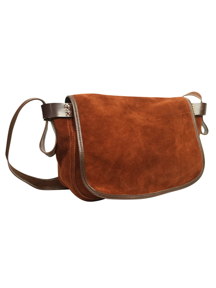 vintage luxury vegetable tanned cowhide men women's large-capacity messenger bag simple travel work genuine leather shoulder bag