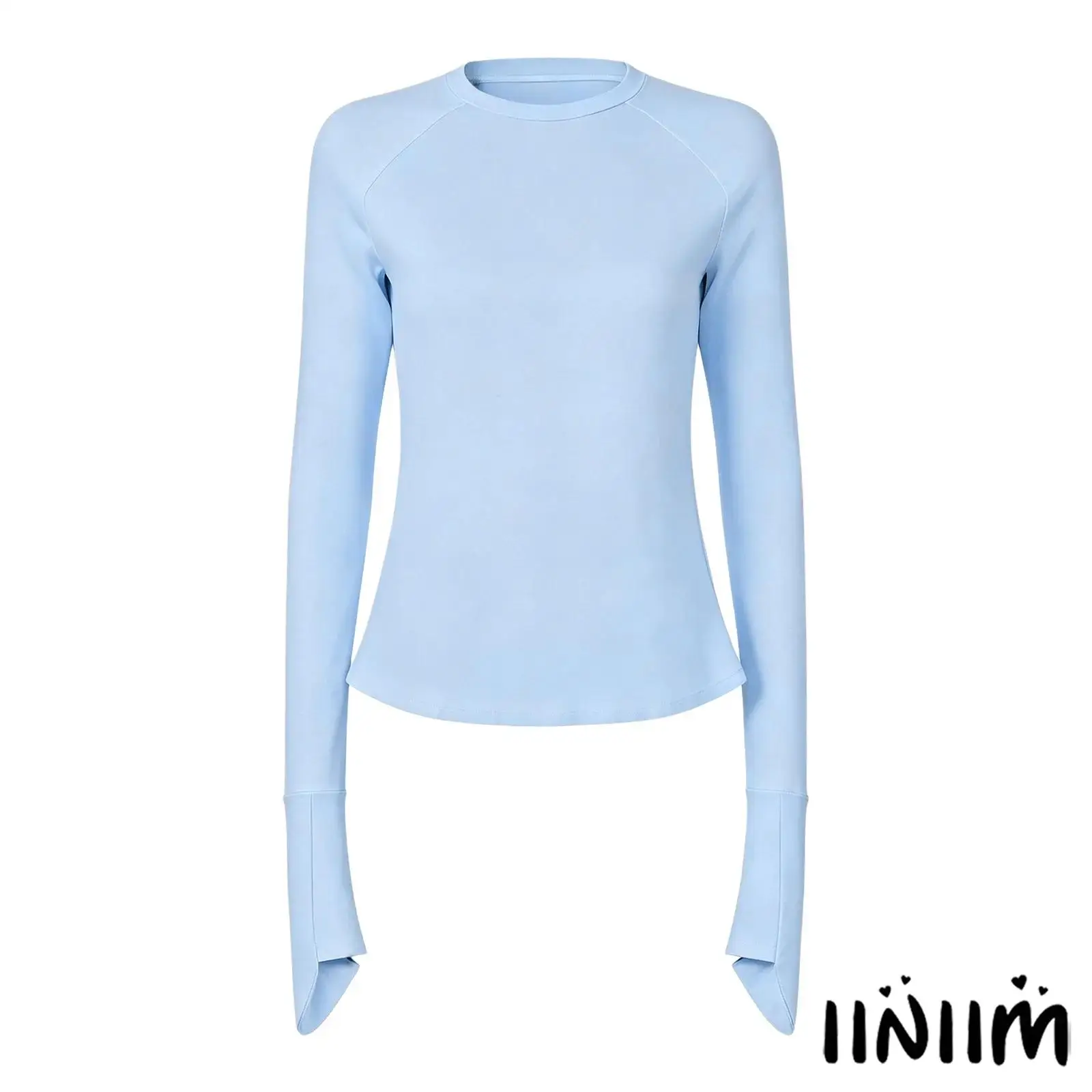 Fashion Women Anti-scratch Adaptive T-shirt Long Sleeves with Stay-on Scratch Mitts Crew Neck Blouse Top Special Need Clothes