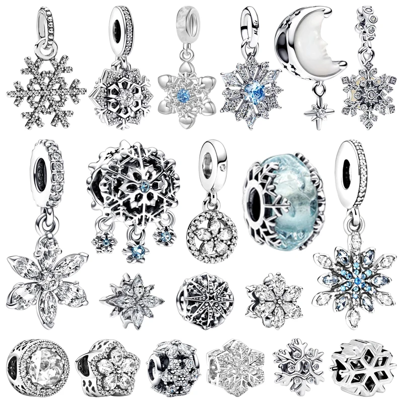 

Сверкающие снежинки серии, подвески с луной и северной звездой, зимние синие бусины из муранского снежинки, подходят для оригинальных браслетов, ювелирные изделия своими руками, подарки