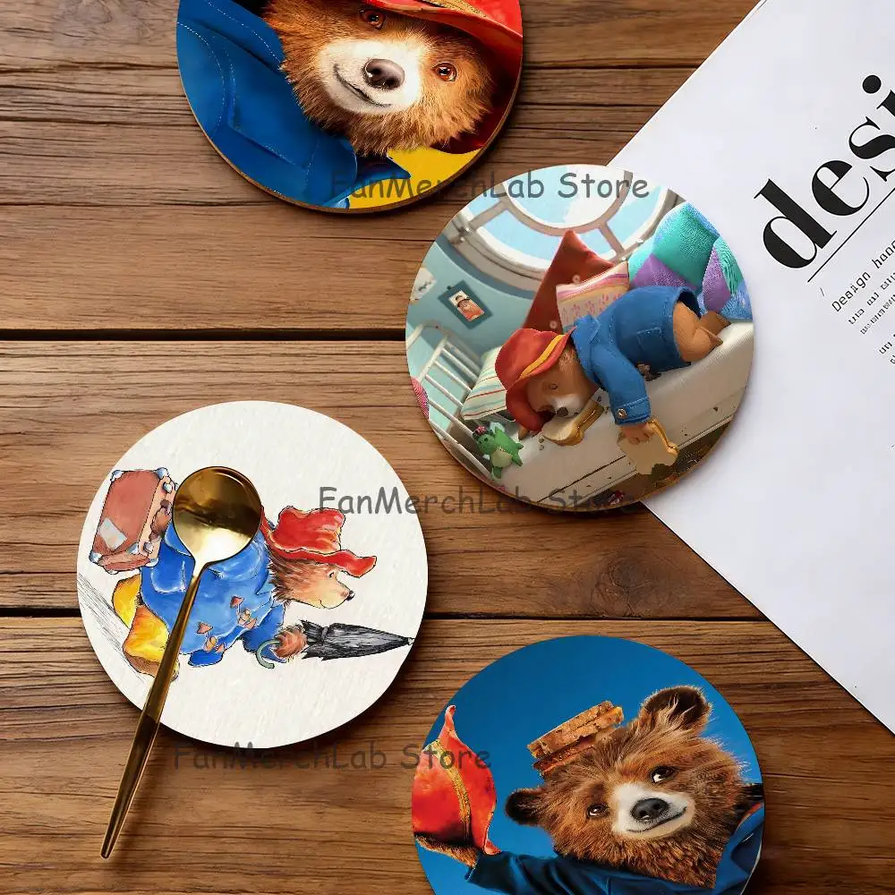 

P-Paddington Bear Round Coaster Non-slip table mat Insulated Coasters Kitchen Dining Room Tabletop Decor