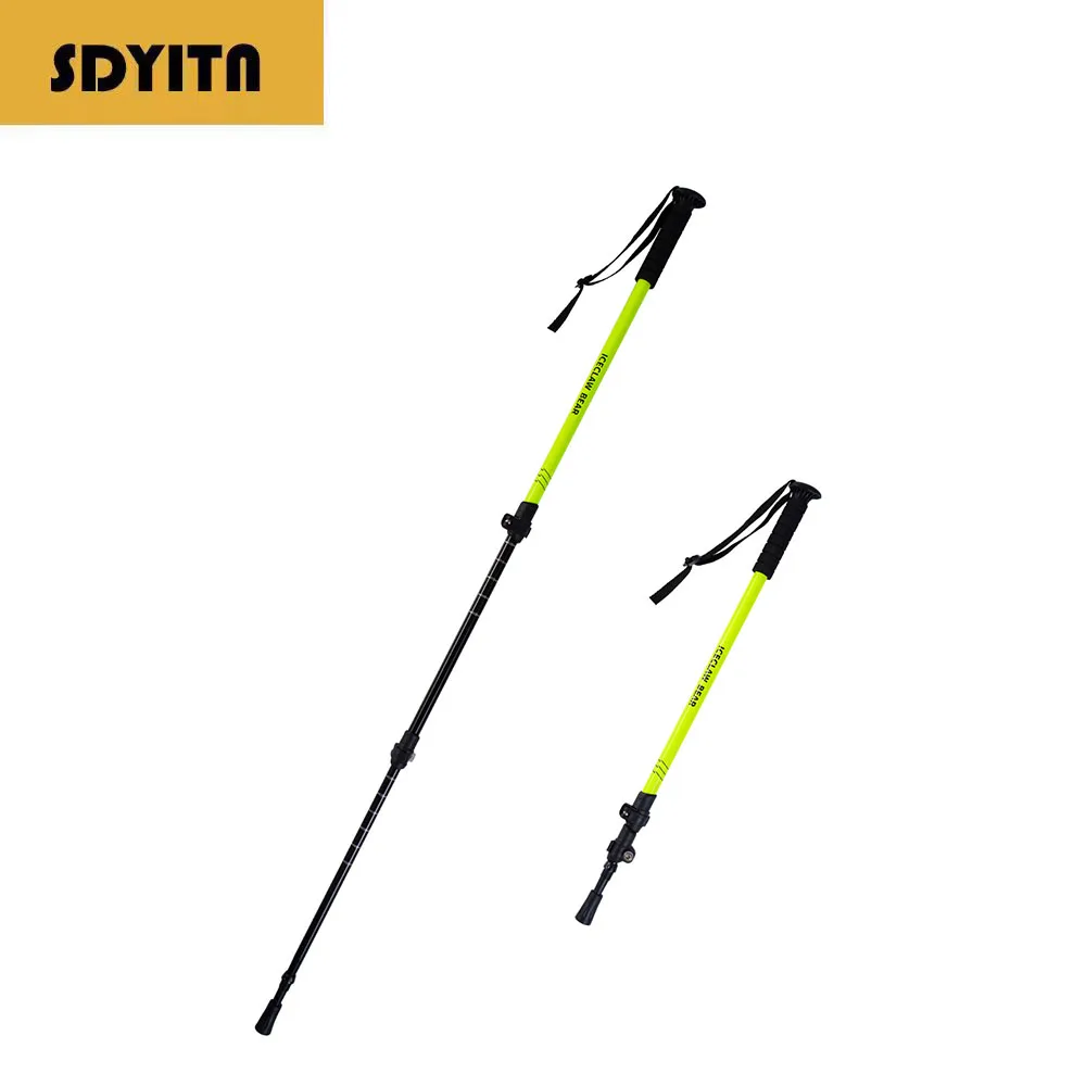 Lightweight Professional Aluminum Alloy 3 Section Telescopic External Lock Outdoor Hiking Mountaineering Walking Stick