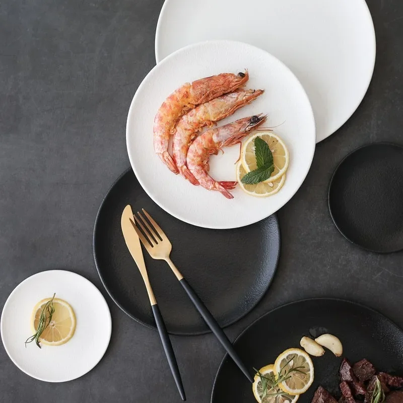 Ins Tagram-Nordic Style Steak Plate, Matte Western Food Plate, Ceramic Tableware, Scratch Resistant, Frosted Vegetable Plate