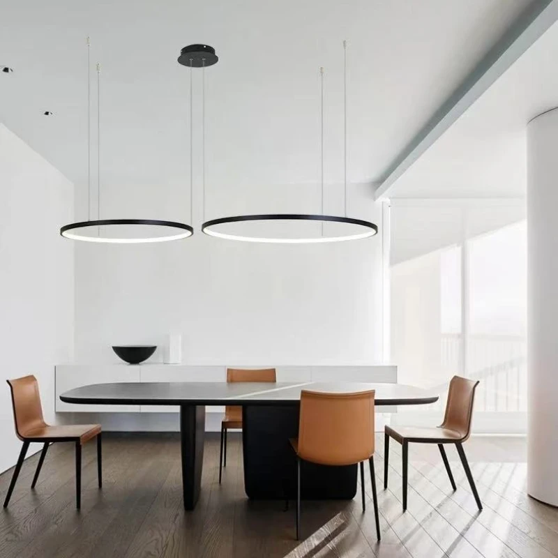 

Modern Simple Living Room Bedroom Chandeliers Circular Nordic Lighting LED Creative Personality Restaurant Office Parlor
