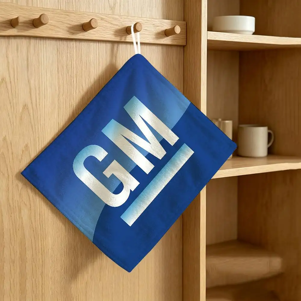 Logo G-General M-Motors Thickened Polyester Cotton Hanging Towel, High Absorbent Hand Wiping Towel for Indoor Use