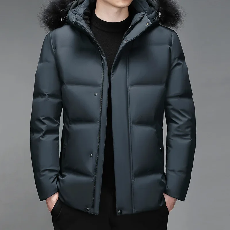 Men\'s White Duck Down Jacket Warm Hooded Thick Puffer Jacket Coat Male Casual High Quality Overcoat Thermal Winter Parka Men