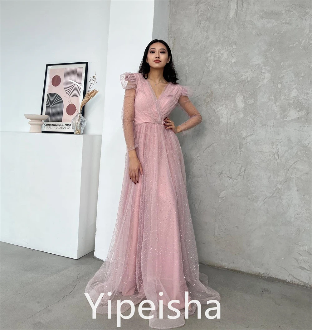 Yipeisha Ballkleid einfache hochwertige V-Ausschnitt A-Linie Cocktail kleider Quince anera Kleider konturiert Organza benutzer definierte Kleid