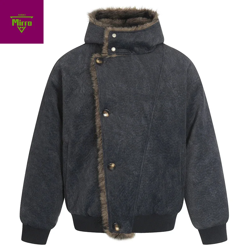 남성용 겨울 재킷 플러시 두꺼운 따뜻한 파카 코트 빈티지 패딩 재킷 아우터웨어