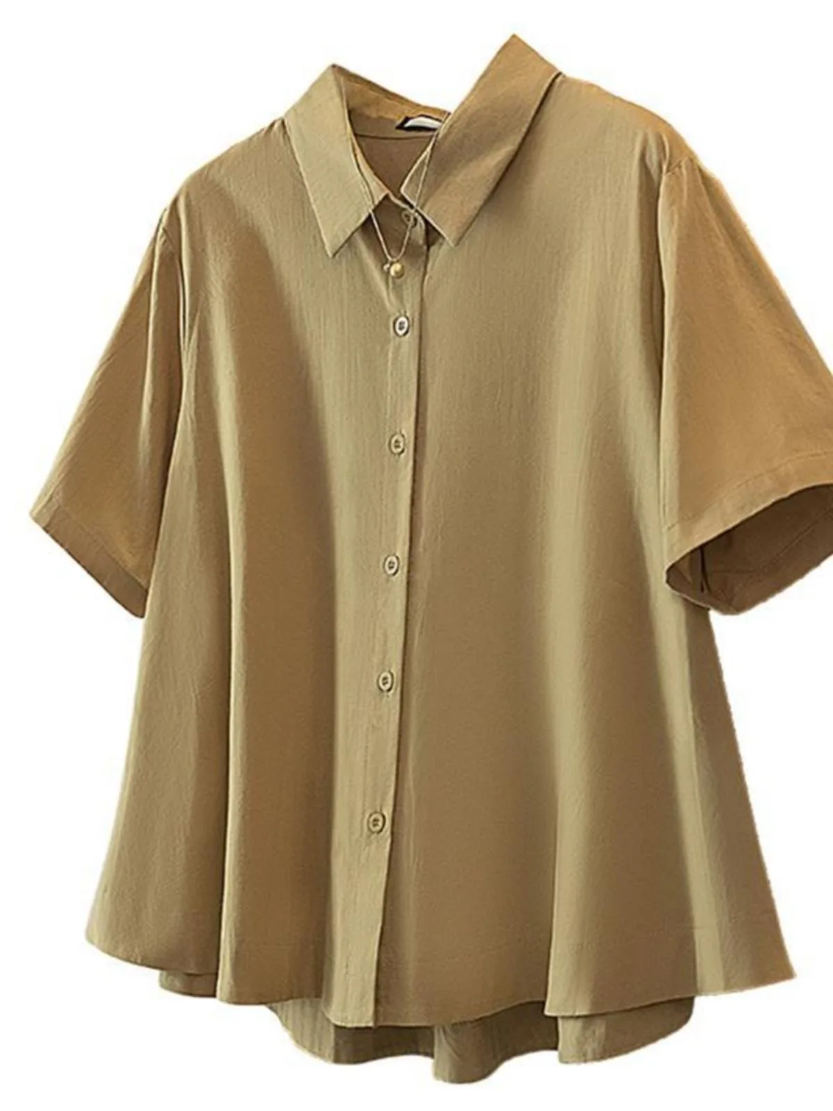 taglie forti Ne ort Sve irt Top estivo dimagrante allentato da donna Trendy coreano Sle Pendolarismo Colore puro dettaglio bottoni