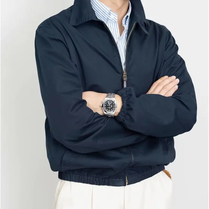 

Retro American Style Baseball Jacket Men's Spring Autumn Commute Classic Simple Flight Coat Loose Fit Zipper Decoration Windp...