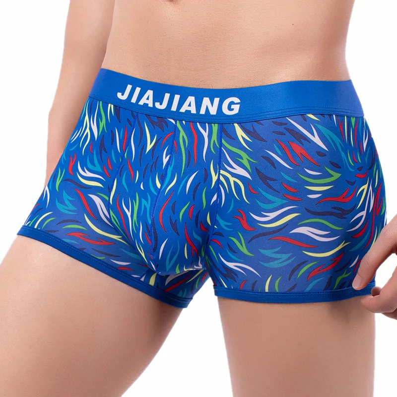 

2PCS Men's Sexy Printed Boxer Briefs Comfortable Breathable Flat Corner Underwear Fashion Low Waist Antibacterial Underpants