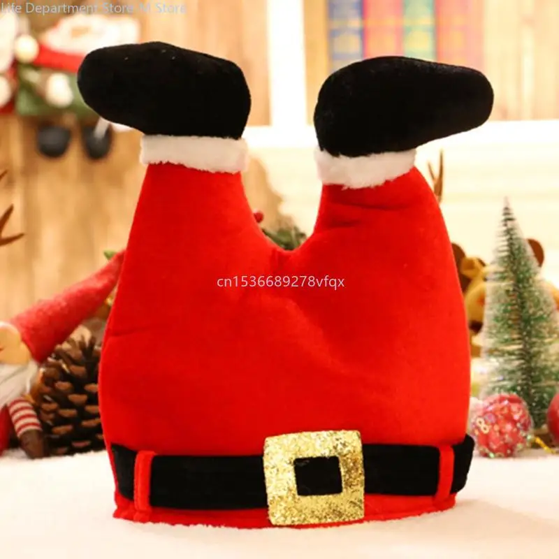 Christmas Hats Santa with Belt Xmas Hat Elf Coil Flannel for Adults Merry Xmas Revelry Holiday Costume Props