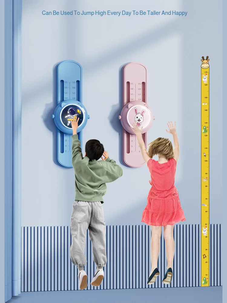 مدرب القفز للأطفال، قياس ارتفاع LED قابل للتعديل مع مؤقت، تصميم أرنب رائد الفضاء، محمول لممارسة نمو الأطفال #4