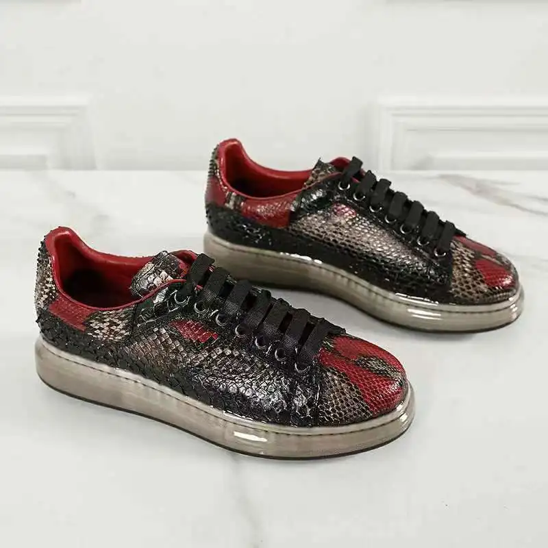 2023 new arrival Fashion Snake Skin causal shoes men,male Genuine leather Sneaker  pdd129