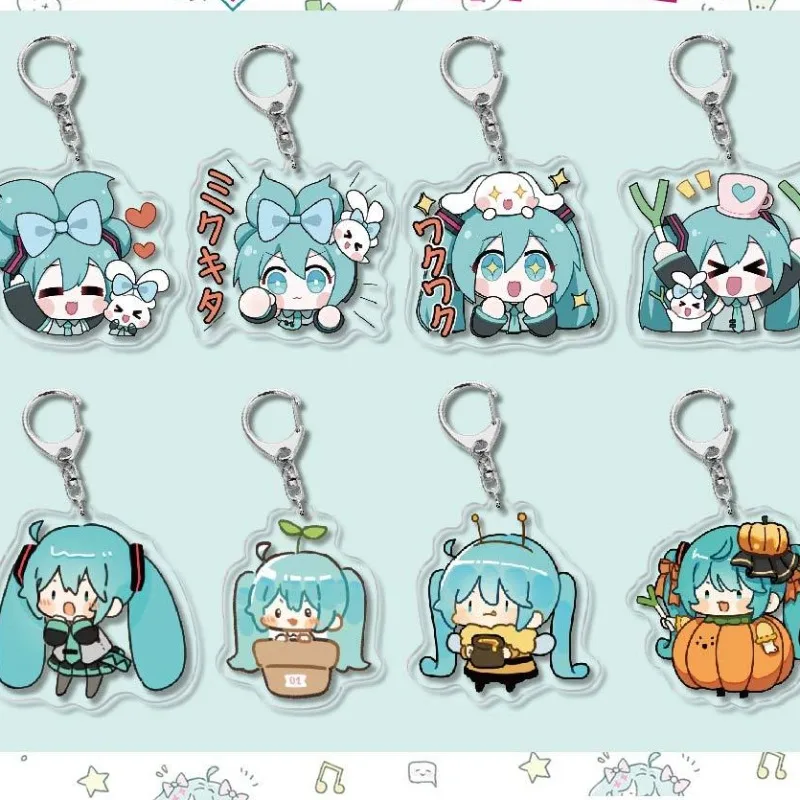 New Hatsune Miku Acrylic Keychain Hatsune Miku Project Diva Anime Peripherals Cute Cartoon Originality Schoolbag Small Pendant