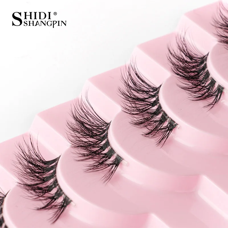 Medias pestañas postizas 5/10, suaves, naturales, ojo de gato, herramienta de maquillaje, extensión, esponjosas 2