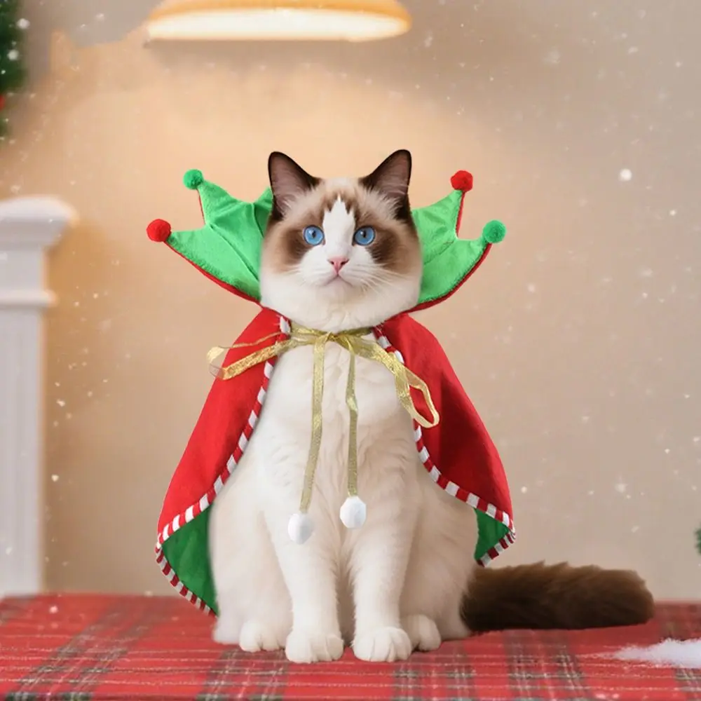 

Pet Clothes Soft Christmas Pet Cloak Adjustable Comfortable Dog Christmas Cape Cute Winter Design Pet Santa Costume Xmas Event