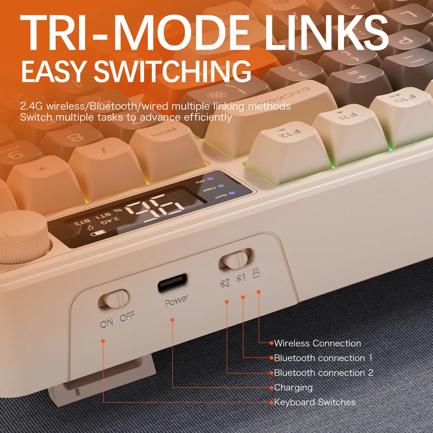 Russian Wireless Keyboard Russian Spanish Arabic Korean Keyboard With Screen VolumeKnob FreeWolf M96 RGB Light 2000mAh Bluetooth