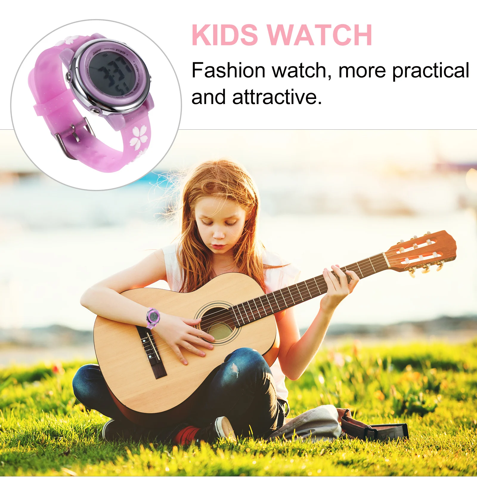

1Pcs Waterproof Kids Cartoon Watch Flower Pattern Digital Electronic Wristwatch for Birthday Party Gift Flower Pattern Watch
