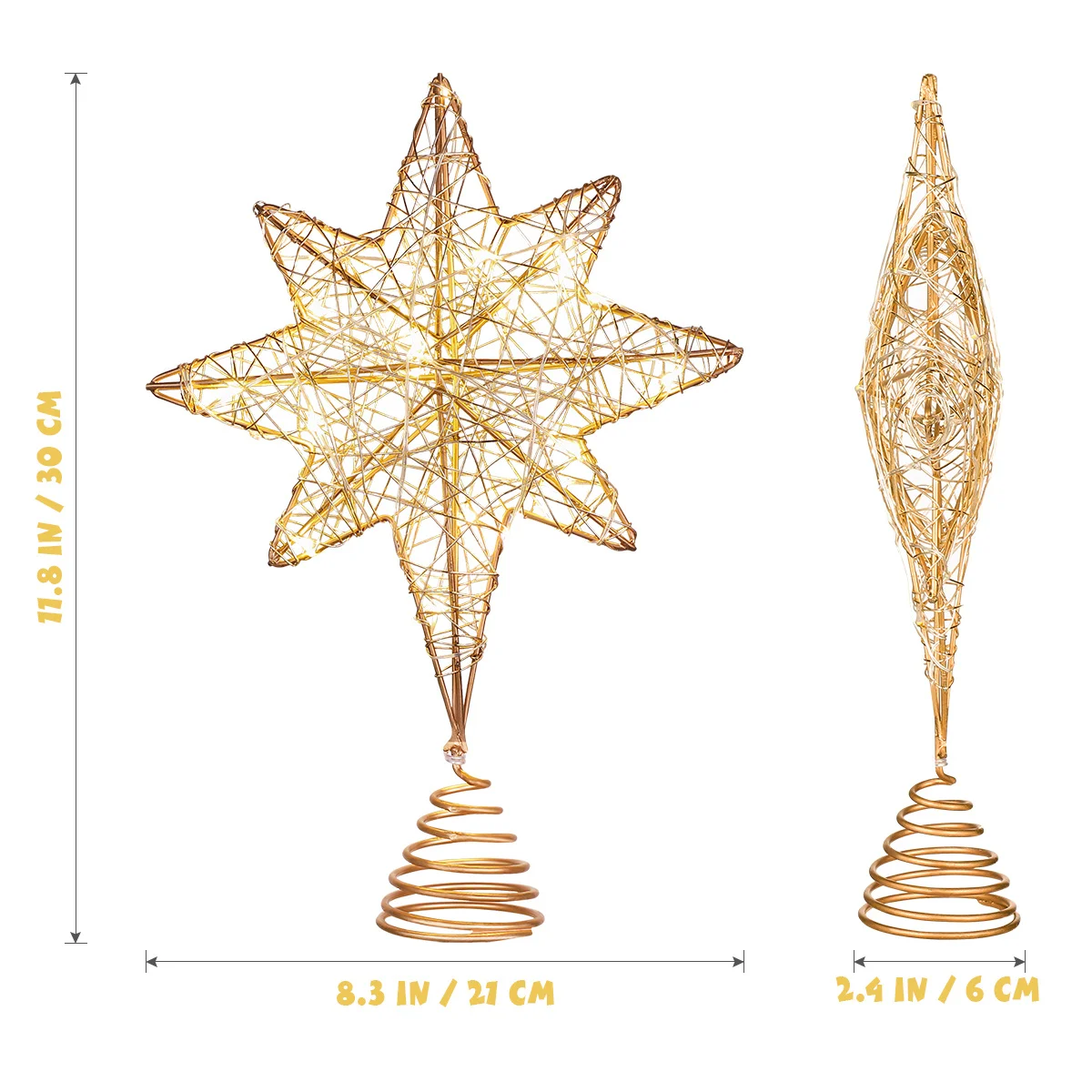 

Metal Star Tree Topper Farmhouse Iron Holiday Glitter Light up Large Cheistmas Christmas Decorations