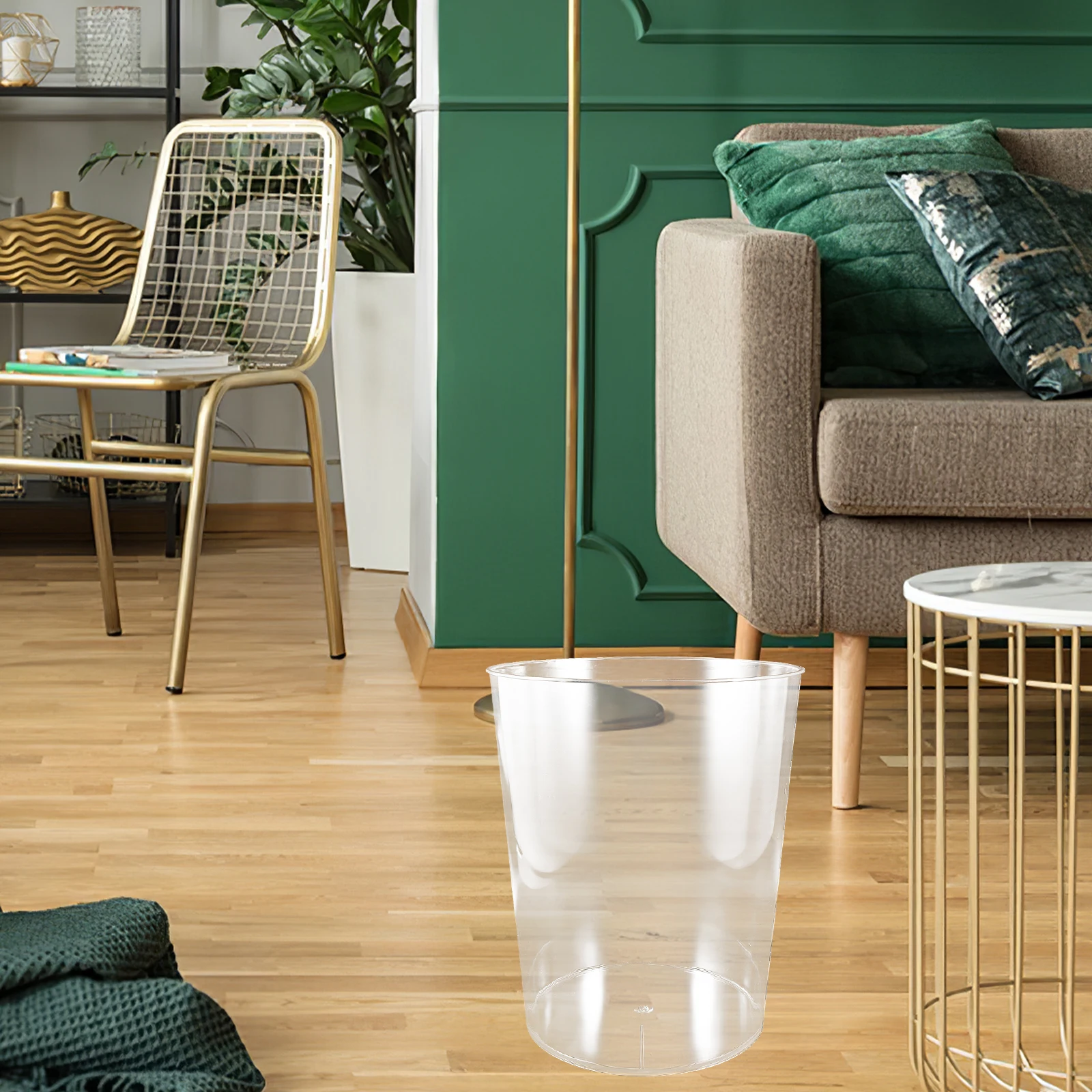 

1Pcs Transparent Wastepaper Basket Sturdy Modern Household Garbage Bin Multi-Function Waste Storage Container for Office