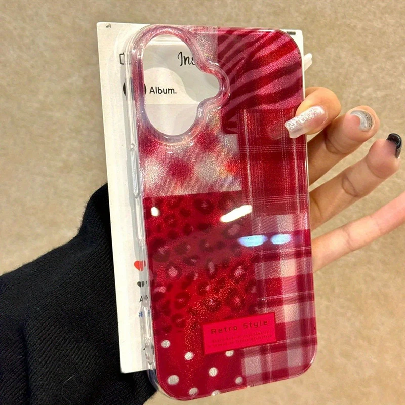 Funda de teléfono Vortex con estampado de leopardo rojo cereza para iPhone 16, funda para iPhone 15 Pro Max 14 13 12 11 XS X XR 7 8 Plus SE 2022 2020