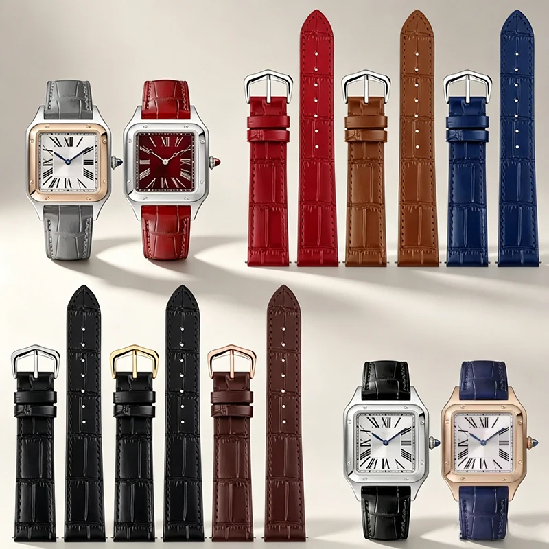 15mm 17mm 18mm 20mm premium Genuine Leather Watch Band For Cartier Santos Dumont Tank London women Quick Release Cowhide Strap
