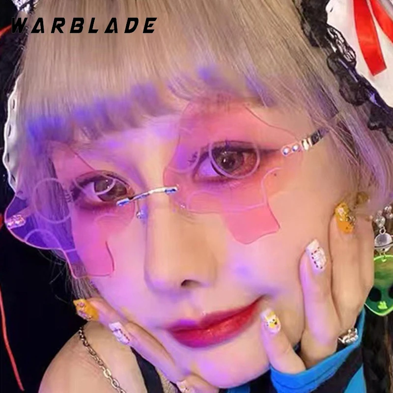 

Punk Trendy Rimless Mushroom Wacky Shape Women's Sunglasses Designer Brand Metal Men Sunglass Outdoor Street Snap Eyewear UV400