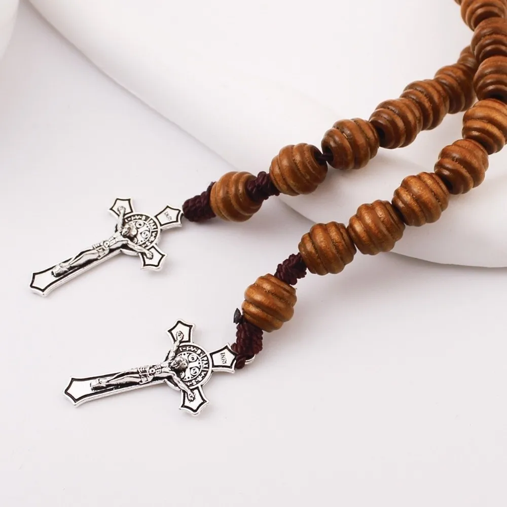 Vintage Saint Benedict Medal Blessing Alloy Crucifix Beads Medal Handmade Prayer Saint Benedict Rosary Prayerful Catholic