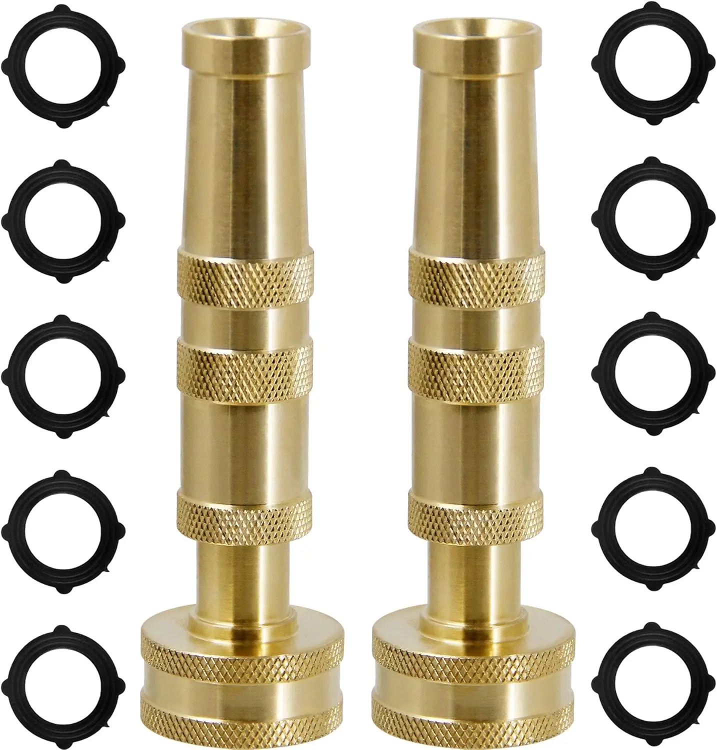 

Triumpeek Solid Brass Hose Nozzle, 2 Pack 4" Heavy Duty Brass Garden Hose Nozzle with 10 Rubber Washers