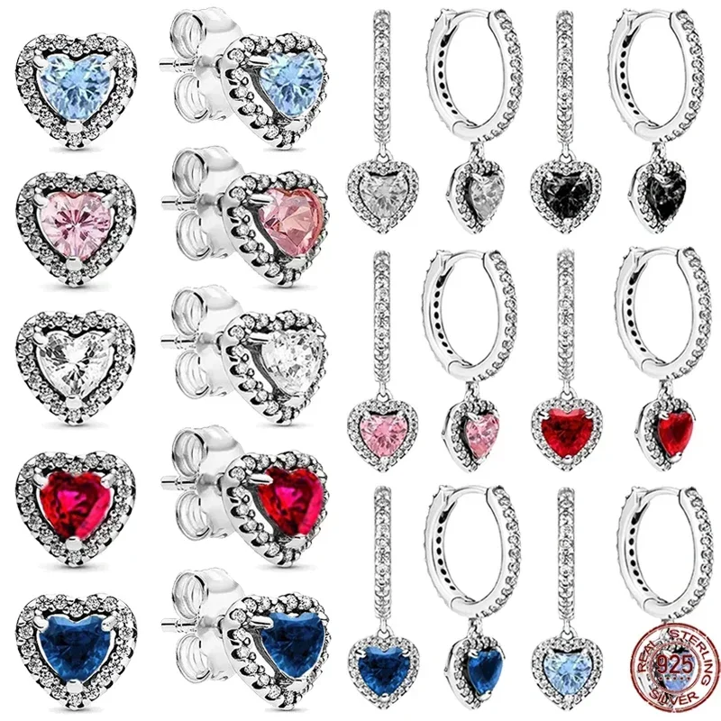 

Hot selling New Heart-shaped Series 925 Sterling silver Exquisite Shiny Heart-shaped Earrings Luxury Charm Earrings DIY Jewelry