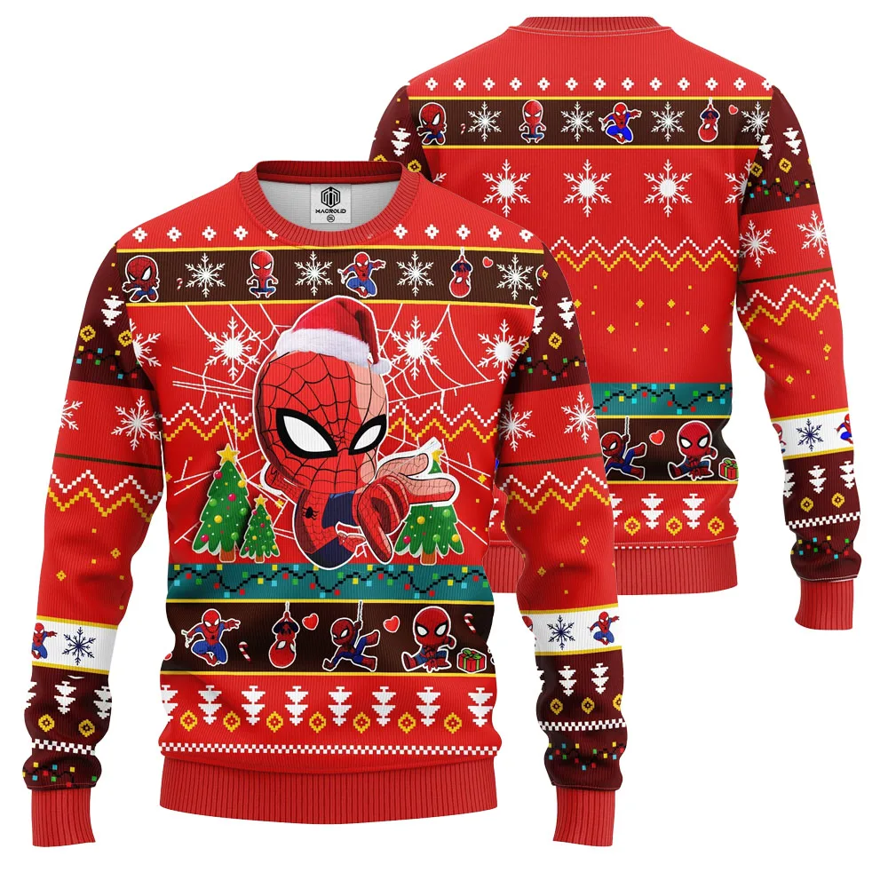 الرجل العنكبوت خارقة الأعجوبة الخيال الرائع عيد الميلاد سترة قبيحة رقيقة لطيف الكرتون Q-نسخة الرجال الخريف/الشتاء سترة #3