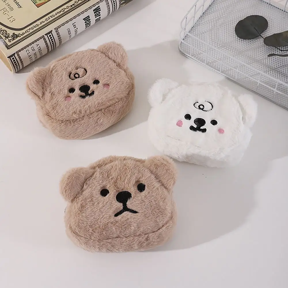 Plush Money Coin Purse 2024 New Makeup Bag Cute Bear Earphone Bag Cosmetic Bag Male