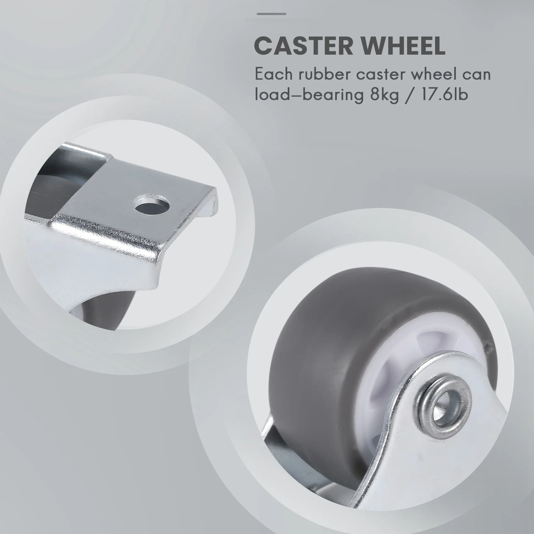 ABLG & 8PCS TPE Caster Wheels Duty Fixed Casters with Rigid Non-Swivel Base Ball Bearing Trolley Wheels Top Plate 1 Inch