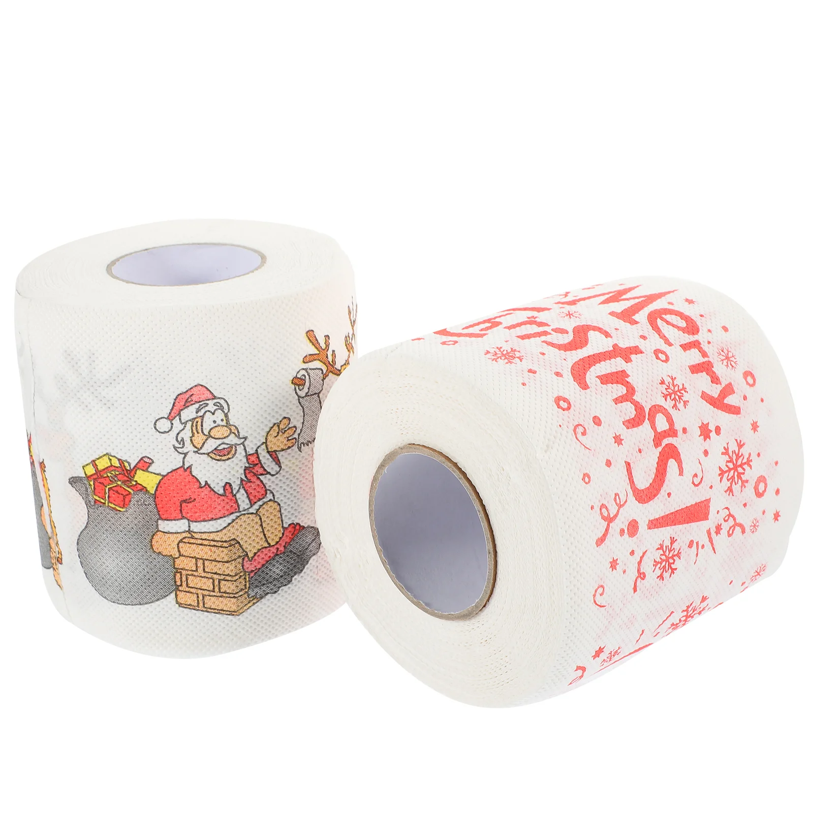 

2 Roll Stylish Toilet Roll Paper Christmas Santa Printing Roll Paper Colored Printed Christmas Bath Tissue Random Style