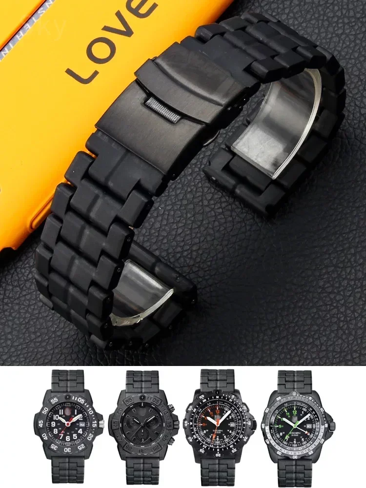 For Luminox Plastic Steel Strap Men\'s Anti-Allergy Outdoor Safety Waterproof 3051 3080 3150 8800 23mm Carbon Fiber Accessories