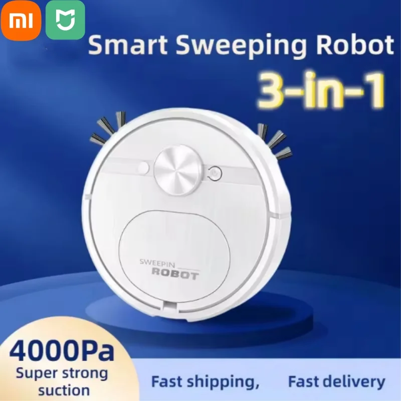 Xiaomi Mijia Smart Sweeping Robot 3-in-1 Rechargeable Vacuum Cleaner Silent 4000 Pa Suction Power For Pet Hair Carpets Floors