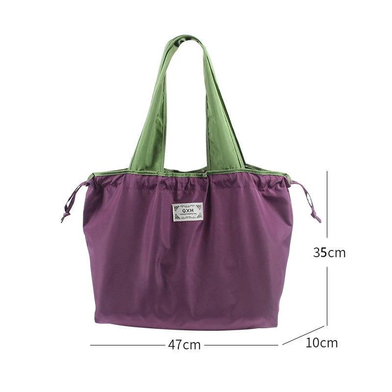 Foldable Shopping Bag Reusable Travel Grocery Bag Eco-Friendly Simple Solid Color Portable Supermarket Shopping Bag