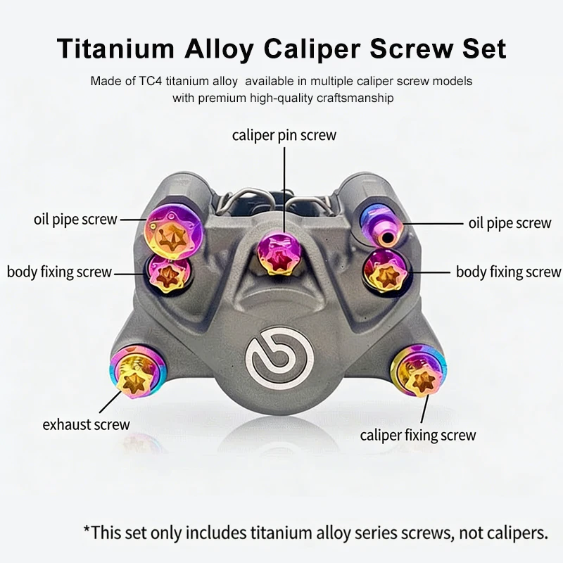 Brake Caliper Bolts Screws Modified Titanium Bolts Kit Replacement for Brembo Small Crab Brake Caliper view 6