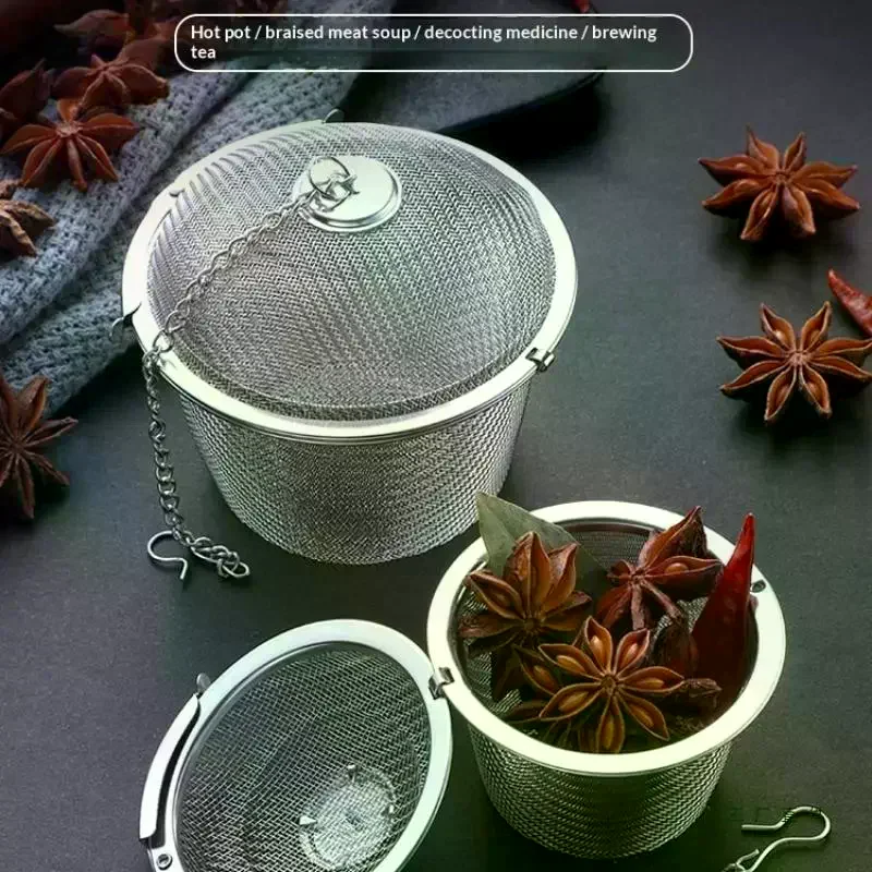 Tea Coffee Stew Spice Soup Herbal Sieve Infuser Reusable Stainless Steel Seasoning Bag Ball Kitchen Filter Sachet With Chain